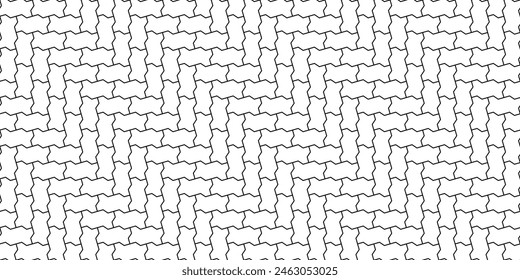 Zig zag paving blocks pattern. Seamless landscape interlocking herringbone brick texture in vector. Digital and print background wallpaper visual material. 