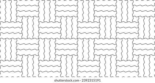 Zig zag paving blocks. Two tiles square pattern. Seamless interlocking subway brick texture in vector. Modern tiles deco pattern.