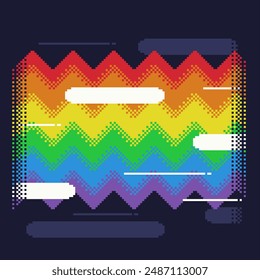 Zig Zag Ranbow of Joy with Speed Lines in Horizontal, Pixel Art Illustration