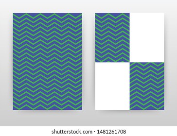 Zig zag seamless on blue design for annual report, brochure, flyer, poster. Green ornament on blue background vector illustration for flyer, leaflet, poster. Business abstract A4 brochure template.