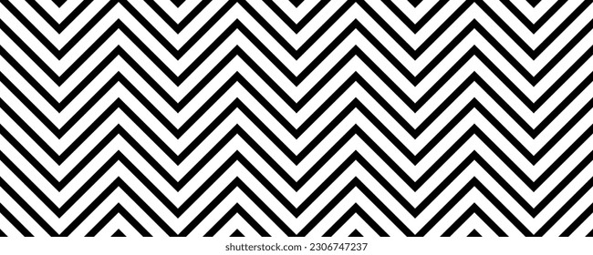 Zig zag seamless pattern. Black and white herringbone ornament background. Repeating chevron motif texture with diagonal lines. Textile design template swatch. Vector illustration