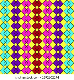 Zig zag seamless pattern of rectangle  tile. Modern colorful ornament. Retro style backdrop.