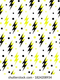 ZIG ZAG seamless pattern in yellow and black colors with dots