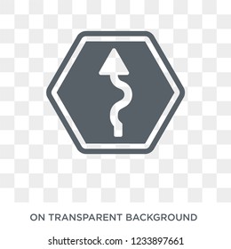 Zig Zag sign icon. Trendy flat vector Zig Zag sign icon on transparent background from traffic sign collection. 
