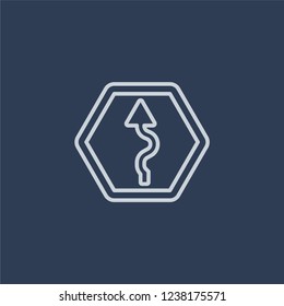 Zig Zag sign icon. Trendy flat vector line Zig Zag sign icon on dark blue background from traffic sign collection. 