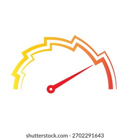 Zick-Zack-Tacho auf weißem Hintergrund. Geschwindigkeitsmesserkonzept