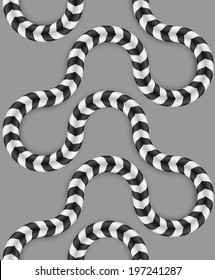 Zig Zag Stripes, Optical Illusion, Vector Seamless Pattern. Some Motion Appear.