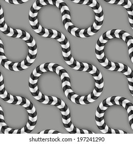 Zig Zag Stripes, Optical Illusion, Vector Seamless Pattern. Some Motion Appear.