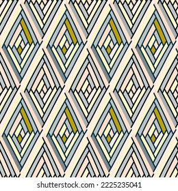 Ornamento de azulejos de Zig zag. Patrón sin fisuras del mosaico de rhombus dibujado a mano. Fondo de boho vintage. Papel tapiz de rayas de mano libre. Diseño geométrico para tela, imprenta textil, papel envolvente, cubierta.