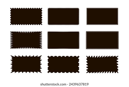 Zig zag wavy edge rectangle shapes icon set. Abstract elements with jagged edges. Vector illustration of silhouette blank for card, poster, flyer, sicker, template