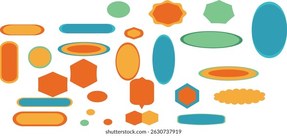 Zig zag wavy shape frames. Vector rectangular and round abstract clouds, flowers and text boxes