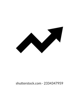 zigzag arrow icon in black color on white background, statistical data or finance growth