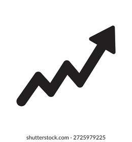 Icono de flecha hacia arriba en zigzag para el crecimiento de la tendencia y el éxito del progreso, un símbolo para el aumento o la mejora estadística y económica positiva