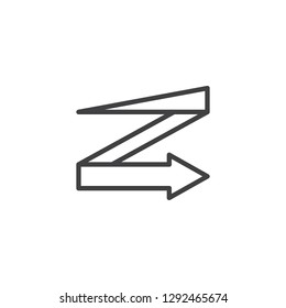 Zigzag arrow line icon. linear style sign for mobile concept and web design. Zig zag arrow outline vector icon. Symbol, logo illustration. Pixel perfect vector graphics