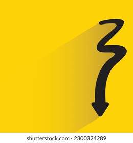 zigzag arrow with shadow on yellow background