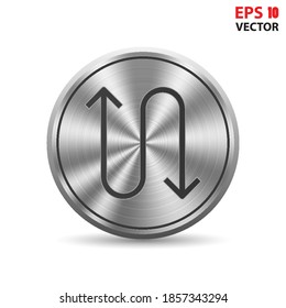 Icono de signo de flecha Zigzag en botón 3D. Ilustración vectorial Eps 10.
