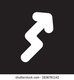 Zigzag arrow sign icon. Zigzag arrow icon flat style.