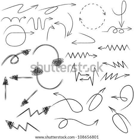 zigzag arrow, smooth arrow, ruffled sketch arrow set