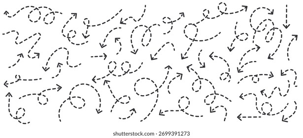 Diseño de rayas de flecha en zigzag con líneas punteadas en líneas de rejilla aisladas sobre fondo blanco