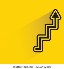 zigzag arrow symbol with shadow on yellow background