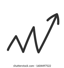 zigzag arrow up, linear icon. Editable stroke