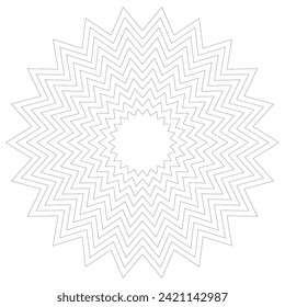  zigzag art lines. geometric circular element with wavy, abstract circular element, zigzag circle line pattern