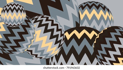 zigzag balloons banner in silver and ivory shades