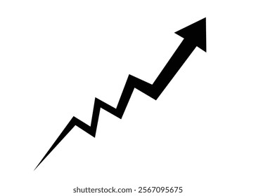 zigzag black arrow upward pointing going up trend