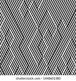 Zigzag black segments. Vector seamless pattern. Pattern with 50% black and white segments in foreground and 50% black and white segments in background.