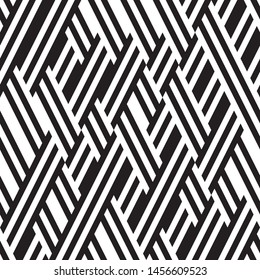 Zigzag black segments. Vector seamless pattern. Pattern with 50% black segments and 50% white segments.