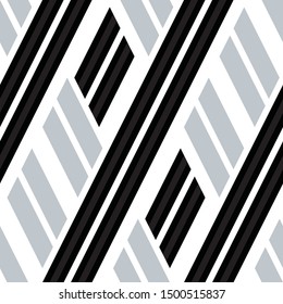 Zigzag black and silver gray segments. Vector seamless pattern. 