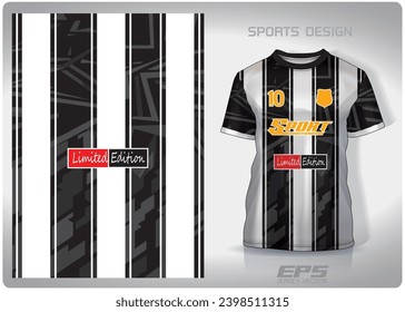 Zigzag black and white zebra pattern design, illustration, textile background for sports t-shirt, football jersey shirt mockup for football club. consistent front view