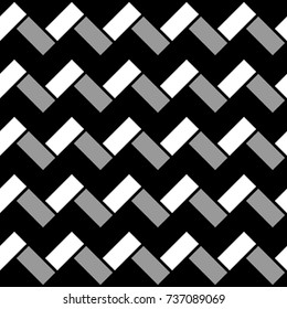 Zigzag blocks background. Herringbone wallpaper. Seamless surface pattern with repeated rectangular tiles. Classic geometric ornament. Slabs abstract. Digital paper, textile print, page fill. Vector.