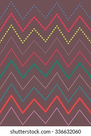 Zigzag bright colorful lines pattern. Vector texture