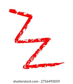 Zigzag brush stroke with rough texture and messy edges on clean background. Symbol of energy, motion, and spontaneity for emphasis or dynamic highlight. Cartoon vector illustration.