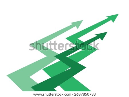 Zigzag Business Arrows Moving Up Forward Representing Dynamic Market, Competition, and Positive Growth