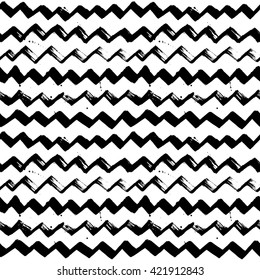 Zick-Zag-Zick-Zag-Chevron handgezeichnet Pinselspaten tropfen unregelmäßige, moderne, nahtlose Muster