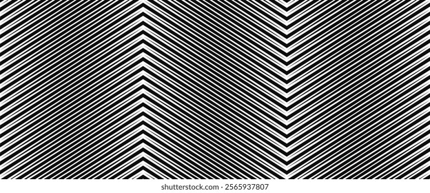 Zigzag chevron pattern, black and white geometric background for modern and vintage designs.