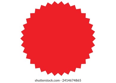 Zig-zag circle collection in red color.  sharp and rounded waves edge. Sale and big set of red zig-zag circle sticker, Sale and discount template sticker. Red sale labels isolated.