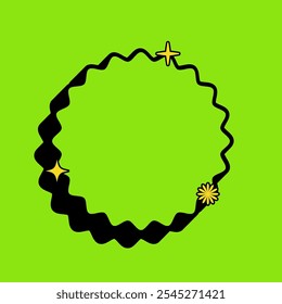 Zigzag Circle Tag Icon with Green Vintage Color. Label Icon. High Quality Vector Icon. Editable Vector