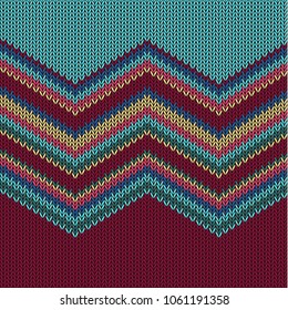 Zigzag colorful knitted pattern for background, vector illustration