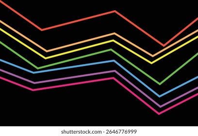 zigzag colorful line simple design on black background .eps