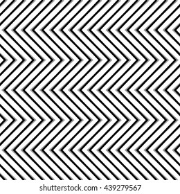 Zigzag, corrugated, serrated lines. Dynamic, irregular stripes. Geometric repeatable abstract monochrome pattern