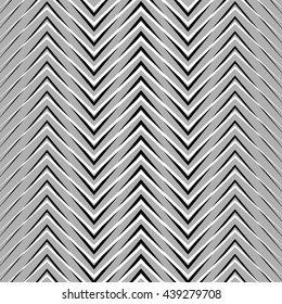 Zigzag, corrugated, serrated lines. Dynamic, irregular stripes. Geometric repeatable abstract monochrome pattern