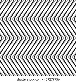 Zigzag, corrugated, serrated lines. Dynamic, irregular stripes. Geometric repeatable abstract monochrome pattern