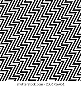 Fondo creativo de Zig-zag. Patrón sin costuras de rayas blancas negras. Op art, ilusión óptica. Textura vectorial.