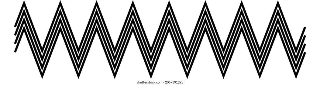 Zig-zag, criss-cross serrated lines element. Pointy, jagged, and jaggy stripes
