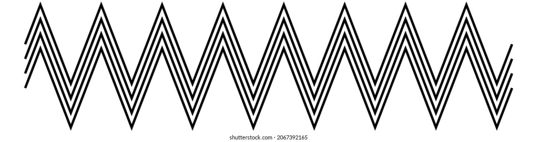 Zig-zag, criss-cross serrated lines element. Pointy, jagged, and jaggy stripes