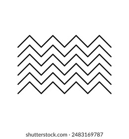 Zig-zag, curved line, wave, mountain. Sign, symbol, black and white vector illustration.