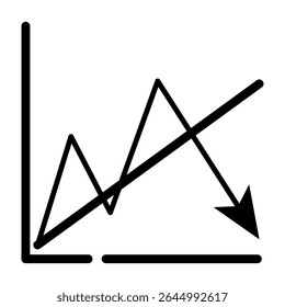 Zigzag Decline Line Chart Icon Illustration
